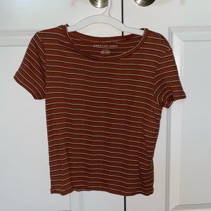 American Eagle Brown Striped Crop Top